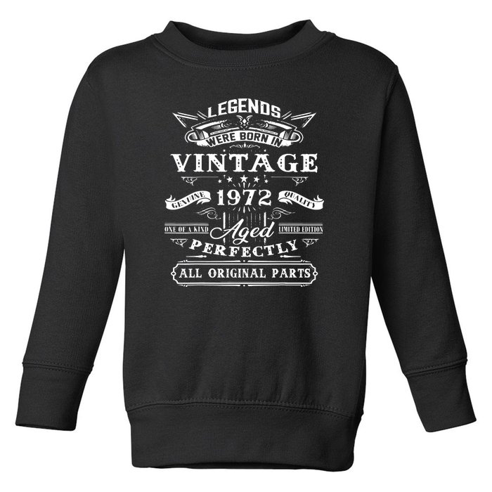 Gift For 50 Year Old Birthday Vintage 1972 Toddler Sweatshirt