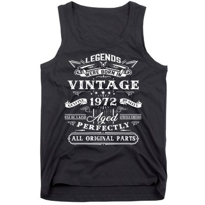 Gift For 50 Year Old Birthday Vintage 1972 Tank Top