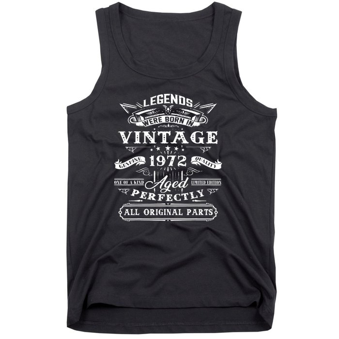 Gift For 50 Year Old Birthday Vintage 1972 Tank Top