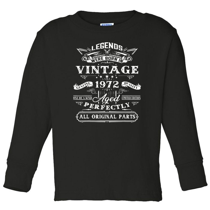 Gift For 50 Year Old Birthday Vintage 1972 Toddler Long Sleeve Shirt