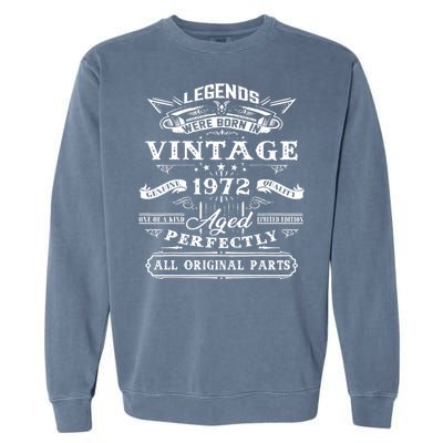 Gift For 50 Year Old Birthday Vintage 1972 Garment-Dyed Sweatshirt