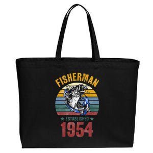 Gift For 66 Years Old Fishing Fisherman 1954 66th Birthday Gift Cotton Canvas Jumbo Tote