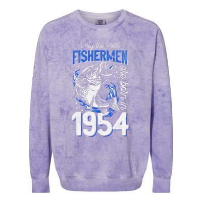 Gift For 66 Years Old Fishing Fisherman 1954 66th Birthday Colorblast Crewneck Sweatshirt