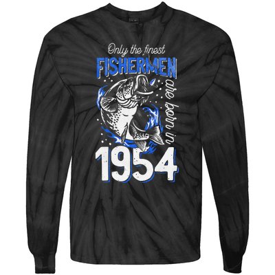 Gift For 66 Years Old Fishing Fisherman 1954 66th Birthday Tie-Dye Long Sleeve Shirt