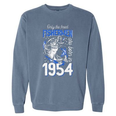 Gift For 66 Years Old Fishing Fisherman 1954 66th Birthday Garment-Dyed Sweatshirt