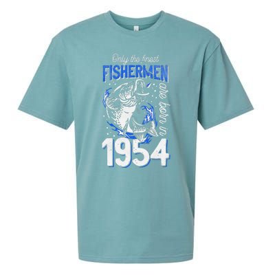 Gift For 66 Years Old Fishing Fisherman 1954 66th Birthday Sueded Cloud Jersey T-Shirt