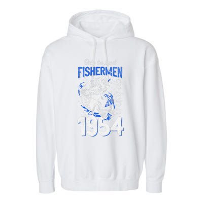 Gift For 66 Years Old Fishing Fisherman 1954 66th Birthday Garment-Dyed Fleece Hoodie