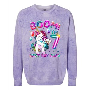 Gifts For 7th Birthday Party 7 Years Old Flossing Unicorn Colorblast Crewneck Sweatshirt