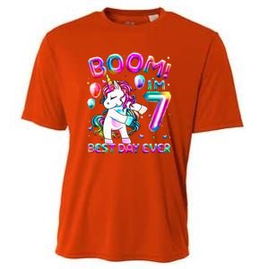 Gifts For 7th Birthday Party 7 Years Old Flossing Unicorn Cooling Performance Crew T-Shirt