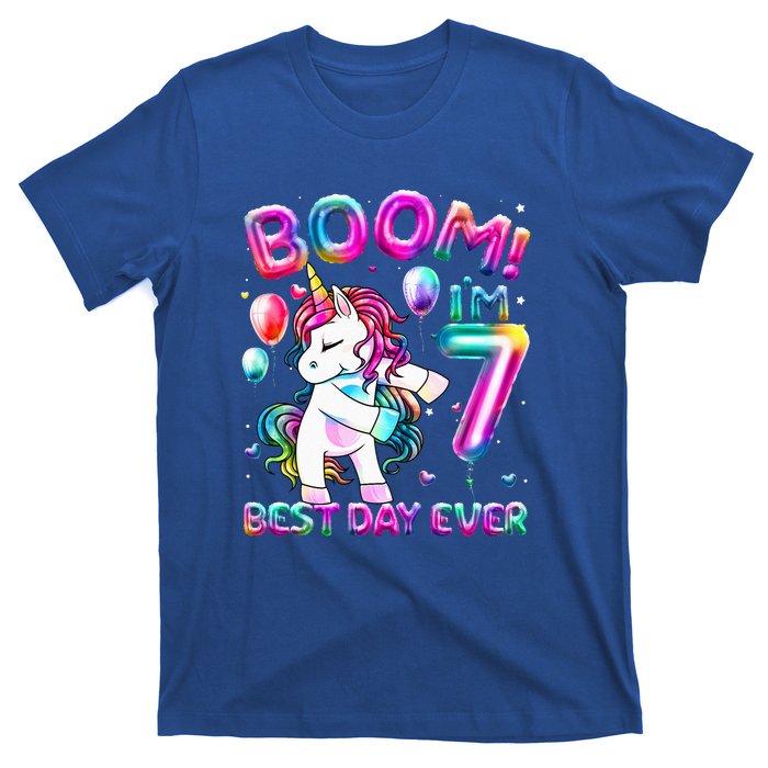 Gifts For 7th Birthday Party 7 Years Old Flossing Unicorn T-Shirt