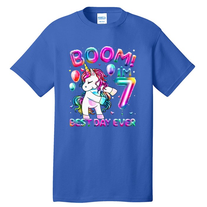 Gifts For 7th Birthday Party 7 Years Old Flossing Unicorn Tall T-Shirt