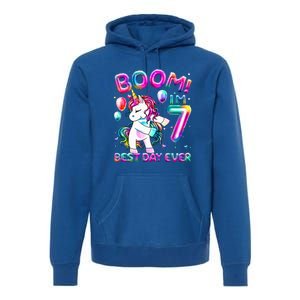 Gifts For 7th Birthday Party 7 Years Old Flossing Unicorn Premium Hoodie