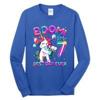 Gifts For 7th Birthday Party 7 Years Old Flossing Unicorn Tall Long Sleeve T-Shirt