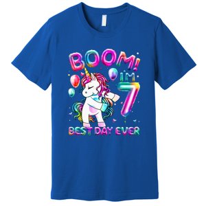 Gifts For 7th Birthday Party 7 Years Old Flossing Unicorn Premium T-Shirt