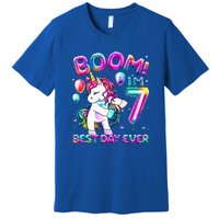 Gifts For 7th Birthday Party 7 Years Old Flossing Unicorn Premium T-Shirt