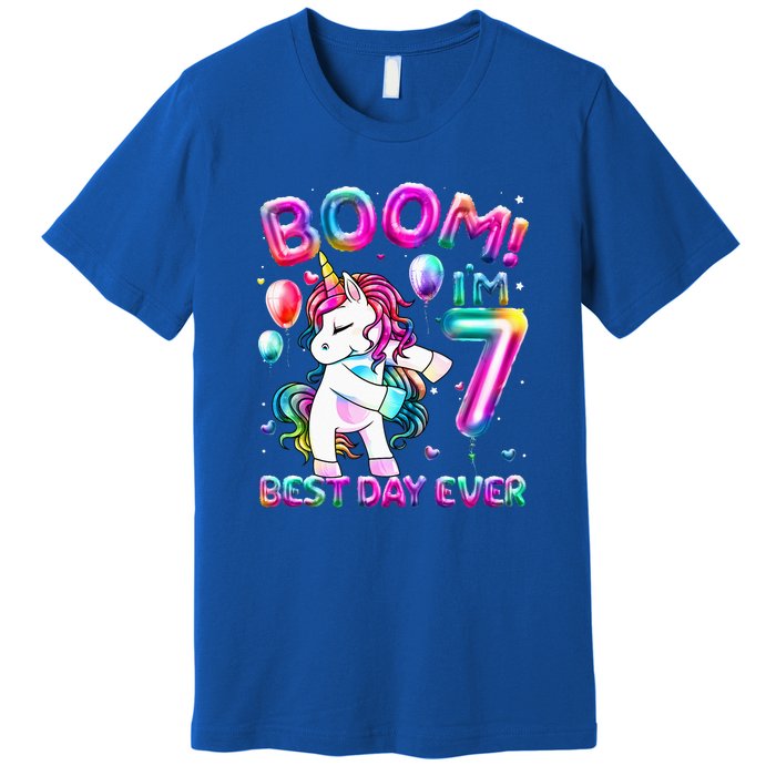 Gifts For 7th Birthday Party 7 Years Old Flossing Unicorn Premium T-Shirt