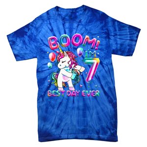 Gifts For 7th Birthday Party 7 Years Old Flossing Unicorn Tie-Dye T-Shirt