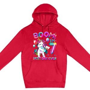 Gifts For 7th Birthday Party 7 Years Old Flossing Unicorn Premium Pullover Hoodie