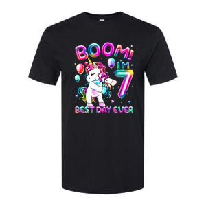 Gifts For 7th Birthday Party 7 Years Old Flossing Unicorn Softstyle CVC T-Shirt