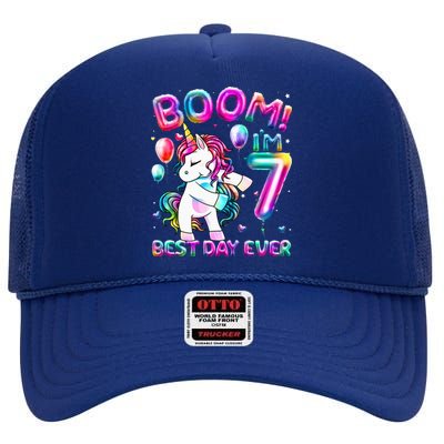 Gifts For 7th Birthday Party 7 Years Old Flossing Unicorn High Crown Mesh Back Trucker Hat