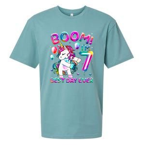 Gifts For 7th Birthday Party 7 Years Old Flossing Unicorn Sueded Cloud Jersey T-Shirt