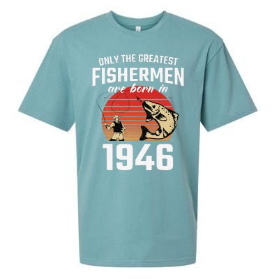 Gift For 76 Year Old Fishing Fisherman 1946 76th Birthday Sueded Cloud Jersey T-Shirt