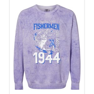 Gift For 76 Years Old Fishing Fisherman 1944 76th Birthday Colorblast Crewneck Sweatshirt