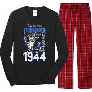 Gift For 76 Years Old Fishing Fisherman 1944 76th Birthday Long Sleeve Pajama Set