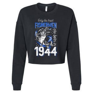 Gift For 76 Years Old Fishing Fisherman 1944 76th Birthday Cropped Pullover Crew