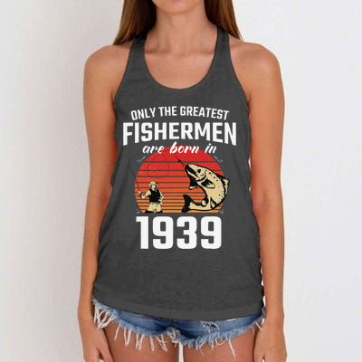 Gift For 83 Year Old Fishing Fisherman 1939 83th Birthday Women's Knotted Racerback Tank