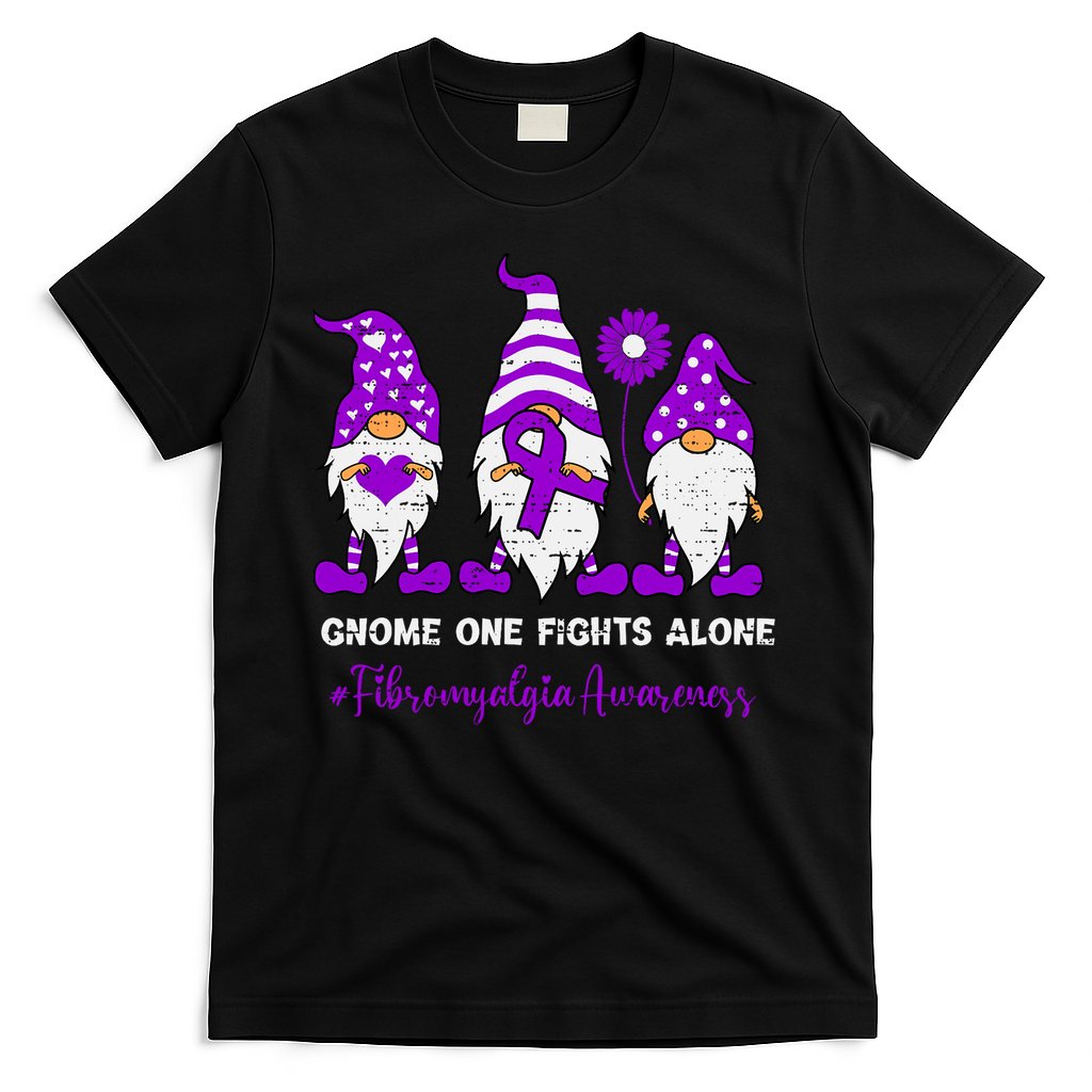 Gnome Fibromyalgia Awareness Fibro Ribbon Purple Support T-Shirt