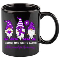 Gnome Fibromyalgia Awareness Fibro Ribbon Purple Support 11oz C Handle Ceramic Mug