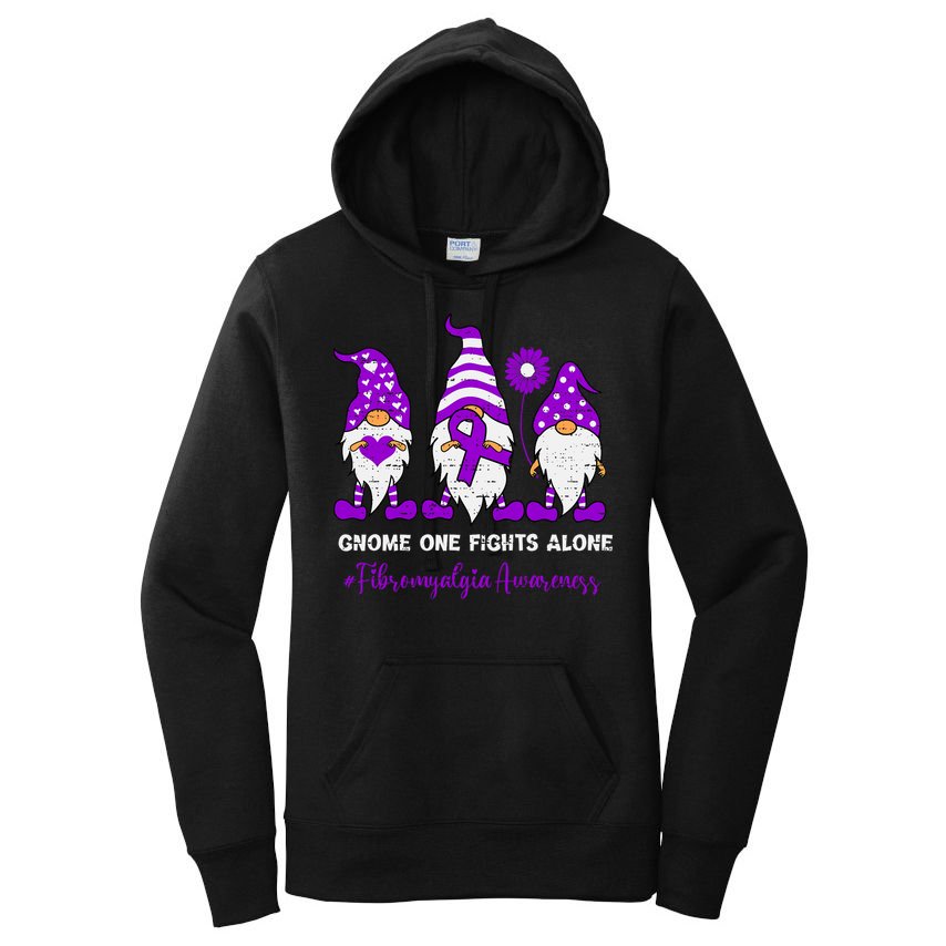 Gnome Fibromyalgia Awareness Fibro Ribbon Purple Support Women's Pullover Hoodie