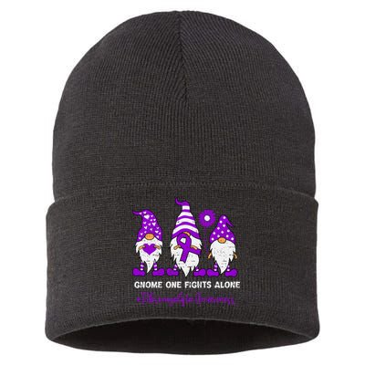Gnome Fibromyalgia Awareness Fibro Ribbon Purple Support Sustainable Knit Beanie