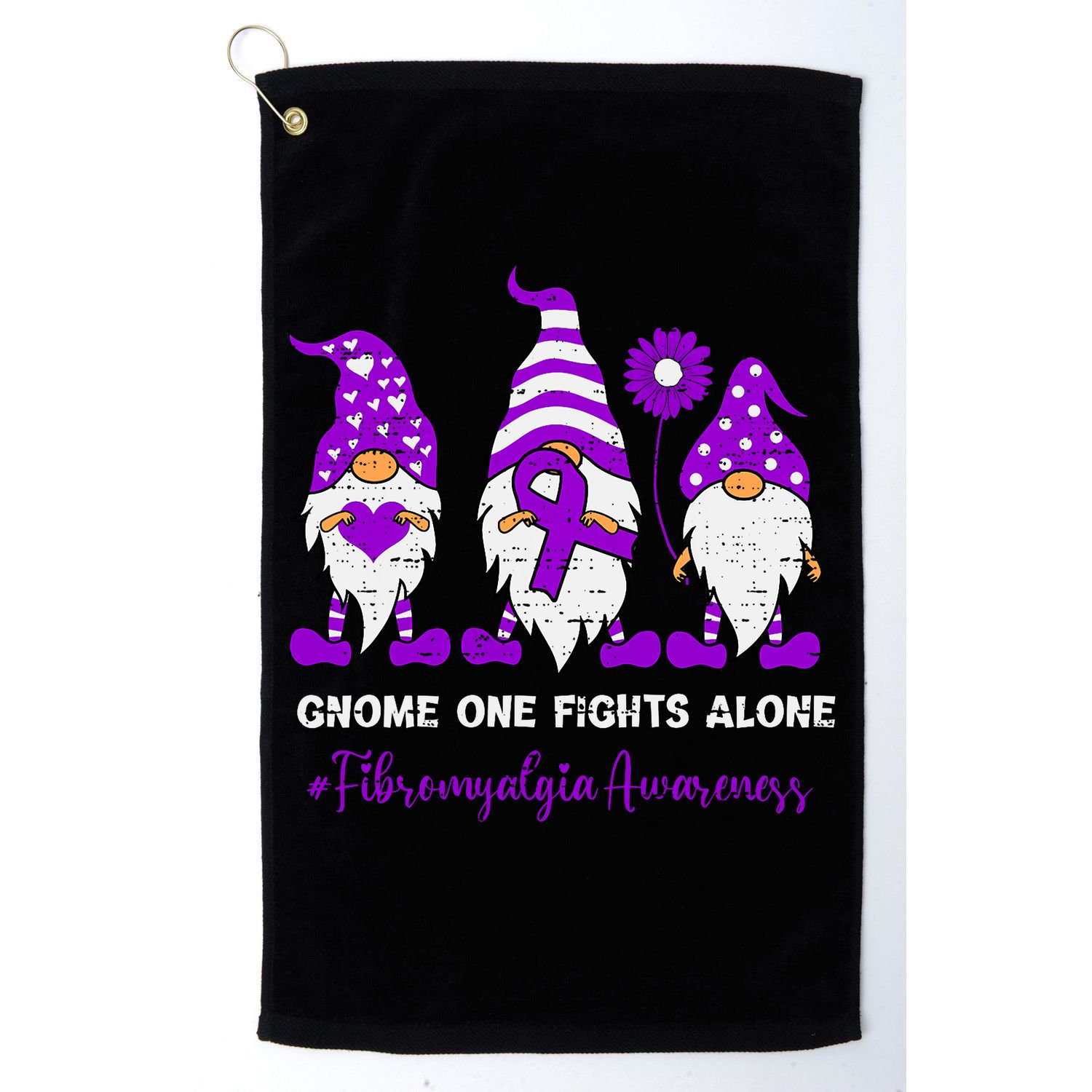 Gnome Fibromyalgia Awareness Fibro Ribbon Purple Support Golf Towel