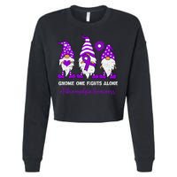 Gnome Fibromyalgia Awareness Fibro Ribbon Purple Support Cropped Pullover Crew