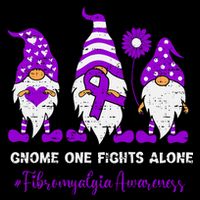 Gnome Fibromyalgia Awareness Fibro Ribbon Purple Support Cropped Pullover Crew
