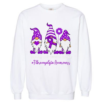 Gnome Fibromyalgia Awareness Fibro Ribbon Purple Support Garment-Dyed Sweatshirt