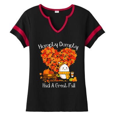 Great Fall Autumn Leaves Thanksgiving Gift Ladies Halftime Notch Neck Tee