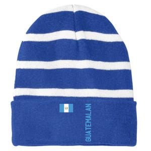 Guatemalan Flag And Guatemala Roots Gift Striped Beanie with Solid Band