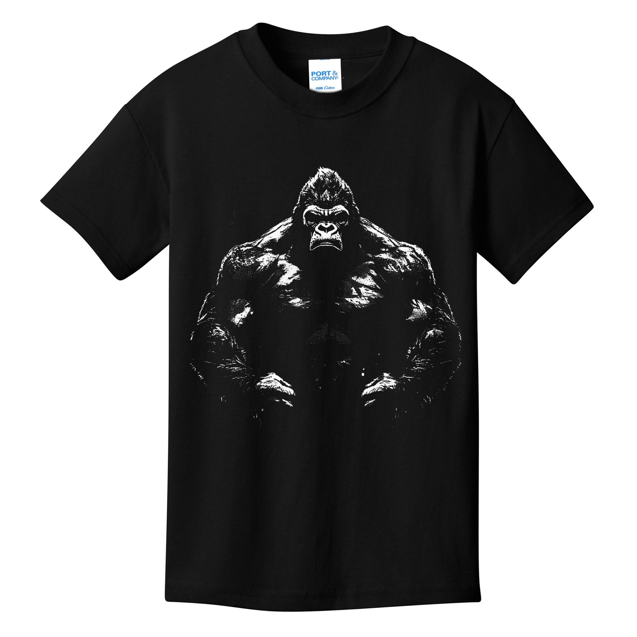 Gorilla Face Angry Growling Scary Silverback Gorilla Kids T-Shirt