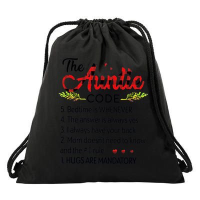 Gift For Aunt Funny Aunmeaningful Gift Auntie Tee The Auntie Code Gift Drawstring Bag