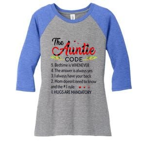 Gift For Aunt Funny Aunmeaningful Gift Auntie Tee The Auntie Code Gift Women's Tri-Blend 3/4-Sleeve Raglan Shirt