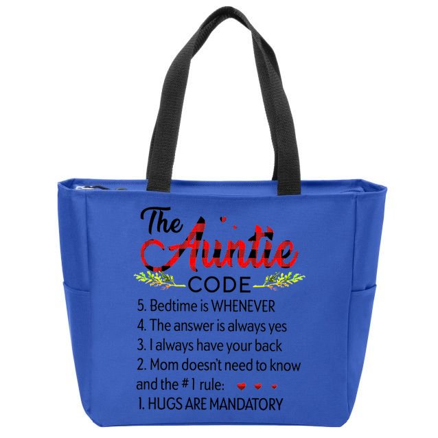 Gift For Aunt Funny Aunmeaningful Gift Auntie Tee The Auntie Code Gift Zip Tote Bag