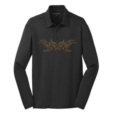 Grunge Fairycore Aesthetic Butterfly Tattoo Goth Silk Touch Performance Long Sleeve Polo