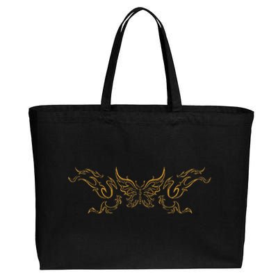 Grunge Fairycore Aesthetic Butterfly Tattoo Goth Cotton Canvas Jumbo Tote