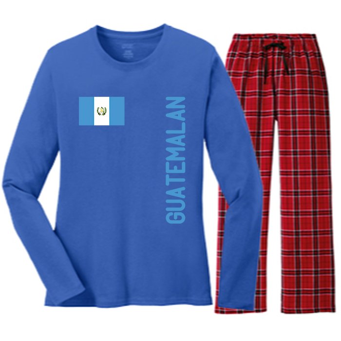 Guatemalan Flag And Guatemala Roots Gift Women's Long Sleeve Flannel Pajama Set 