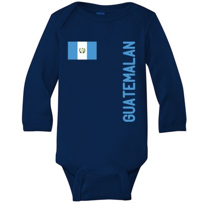 Guatemalan Flag And Guatemala Roots Gift Baby Long Sleeve Bodysuit