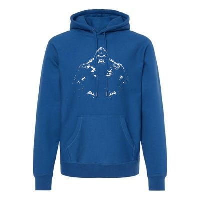 Gorilla Face Angry Growling Scary Silverback Gorilla Premium Hoodie