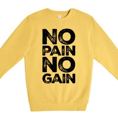 Gym Fitness And Bodybuilding Funny Gift No Pain No Gain Great Gift Premium Crewneck Sweatshirt